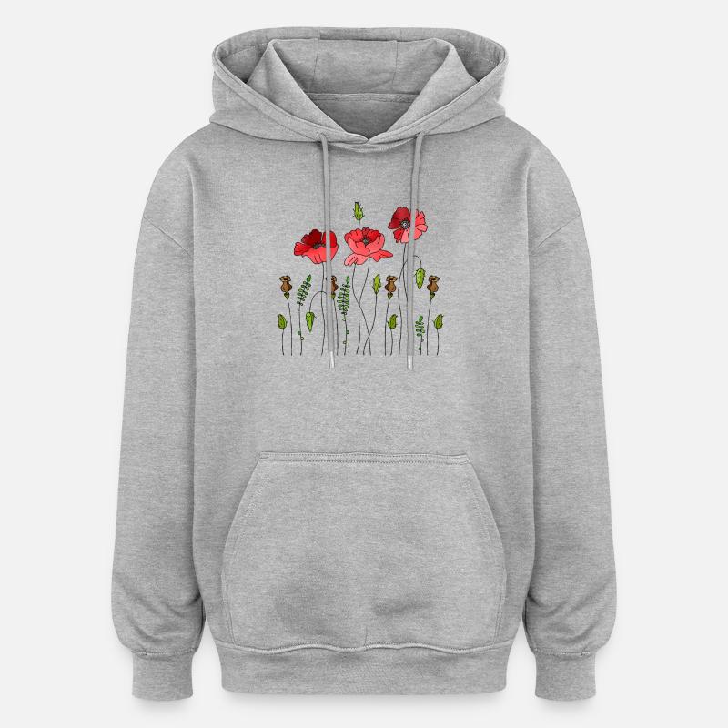 Blumen - Oversized Unisex Hoodie - Grau meliert