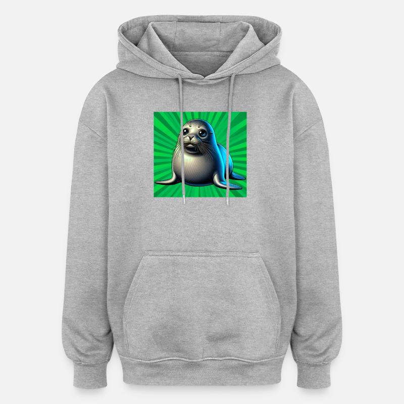 Phoque - Sweat à capuche oversize unisexe - gris chiné