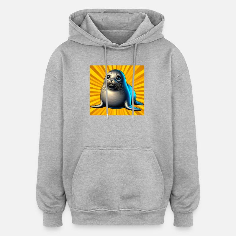 Phoque - Sweat à capuche oversize unisexe - gris chiné