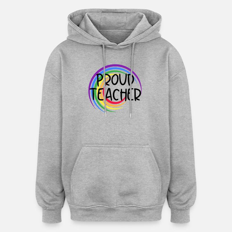 Stolzer Lehrer LGBTQ Pride Regenbogendesign - Oversized Unisex Hoodie - Grau meliert
