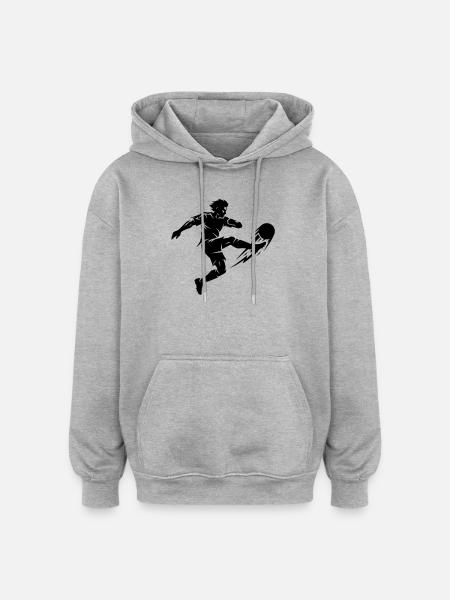 Footballer Silhouette - Oversized Unisex Hoodie - heather grey