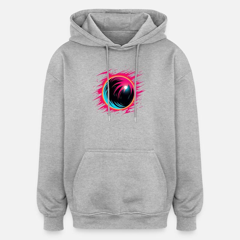 Boule de bowling rétro Steamwave - Sweat à capuche oversize unisexe - gris chiné