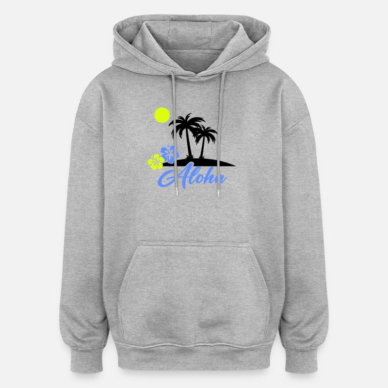 Aloha Hibiskus Neon Script - Oversized Unisex Hoodie - Grau meliert