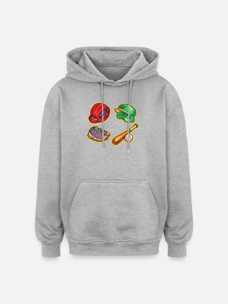 Lebendige Baseballausrüstung-Mischung - Oversized Unisex Hoodie - Grau meliert
