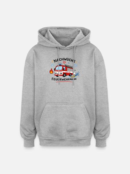 Nachwuchs Feuerwehrmann Cartoon - Oversized Unisex Hoodie - Grau meliert
