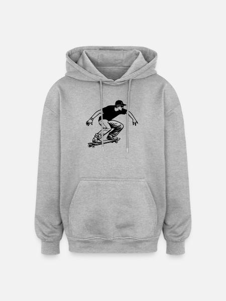 Skateboarding Junge - Oversized Unisex Hoodie - Grau meliert