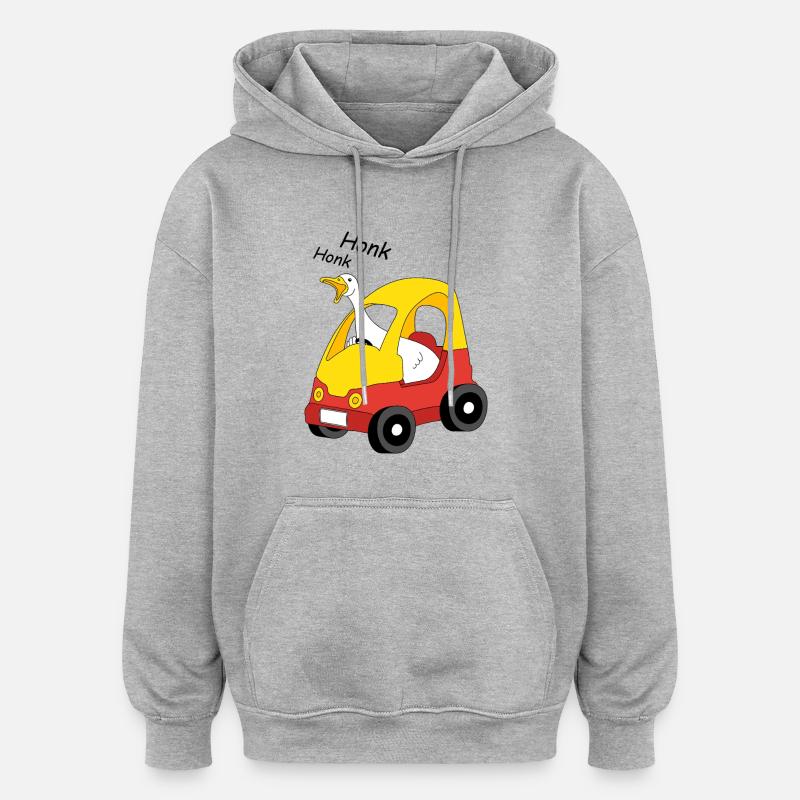L’oie au volant - Sweat à capuche oversize unisexe - gris chiné