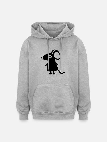 little mouse - line - Oversized Unisex Hoodie - heather grey