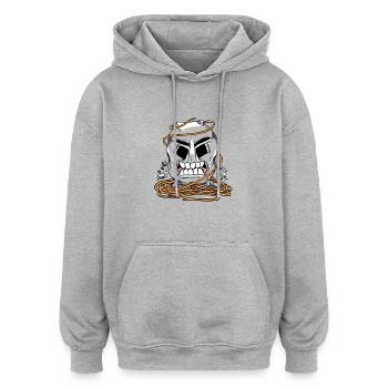 Rock Climber with Rope - Climbing T-Shirt - Oversized Unisex Hoodie - heather grey - Front - Noah (186cm)