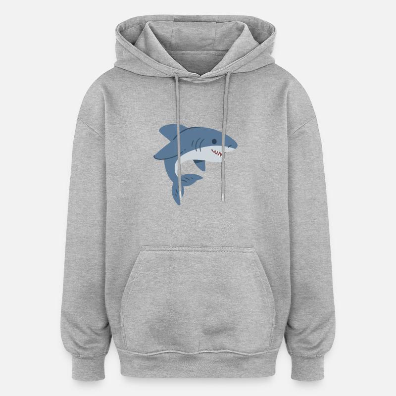requin mignon - Sweat à capuche oversize unisexe - gris chiné