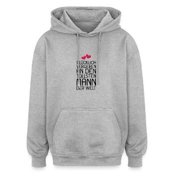 Glücklich vergeben Geschenk - Oversized Unisex Hoodie - Grau meliert - Vorne - Noah (186cm)