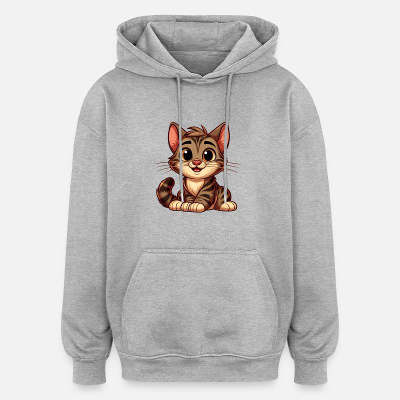 cat tiger 2 - Sweat à capuche oversize unisexe - gris chiné