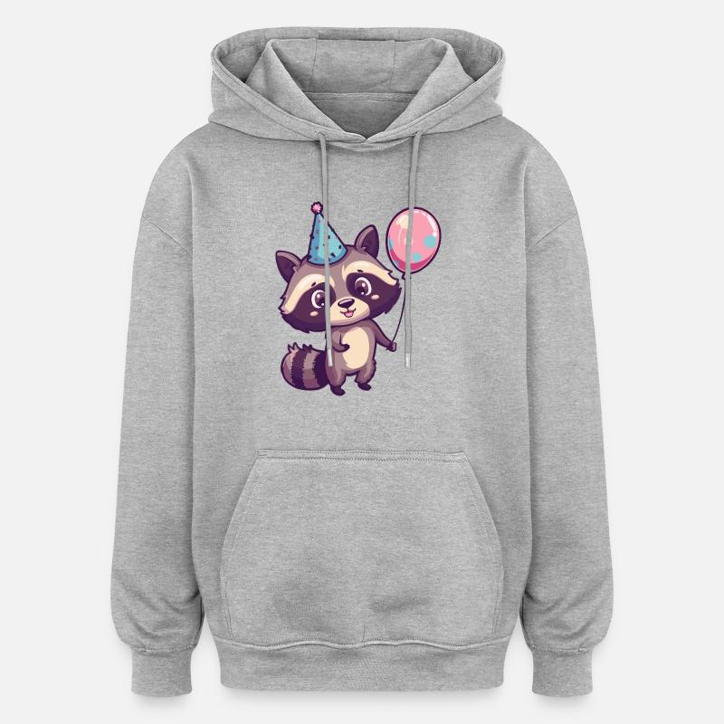 Raton laveur anniversaire bébé - Sweat à capuche oversize unisexe - gris chiné