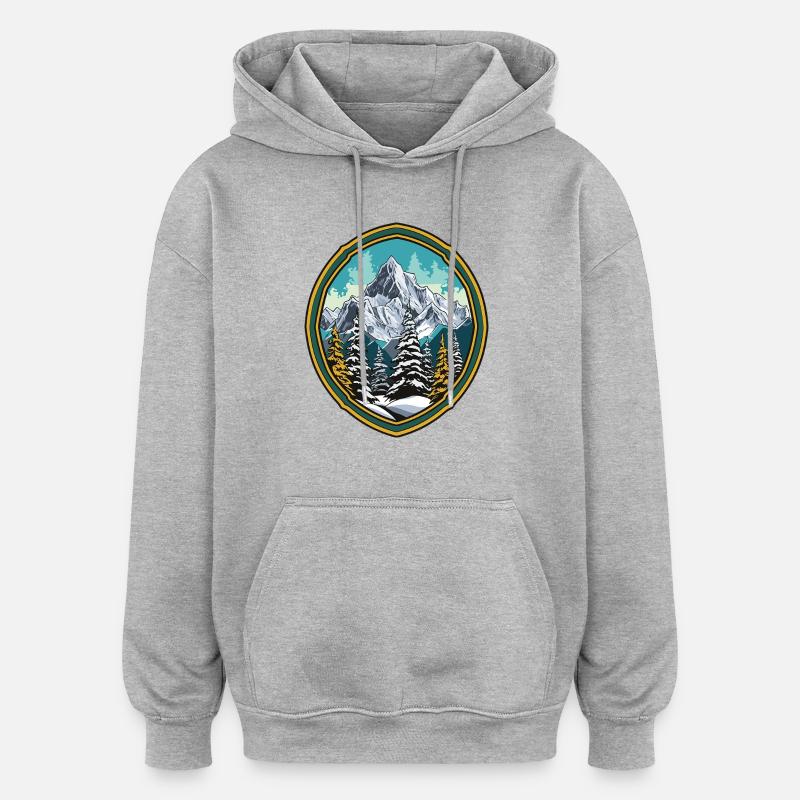 Mountains Forest Summits Ski - Oversized Unisex Hoodie - heather grey