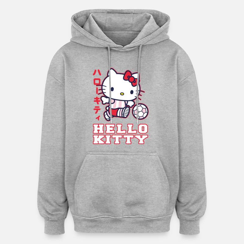 Hello Kitty jugando al fútbol - Sudadera con capucha oversize unisex - gris jaspeado