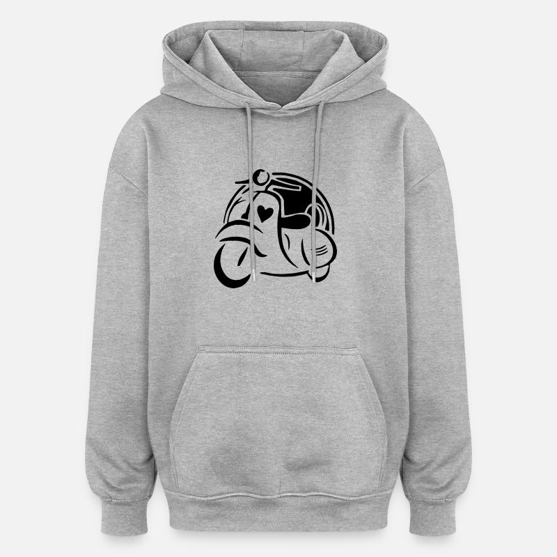 Motorroller - Oversized Unisex Hoodie - Grau meliert