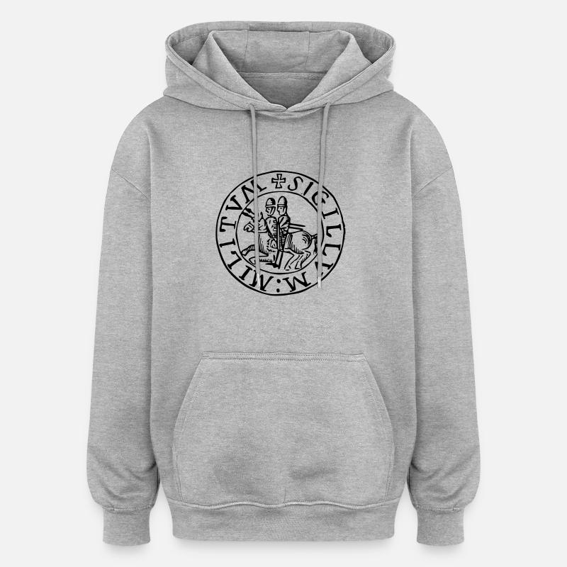 Templar knights seal - Sweat à capuche oversize unisexe - gris chiné