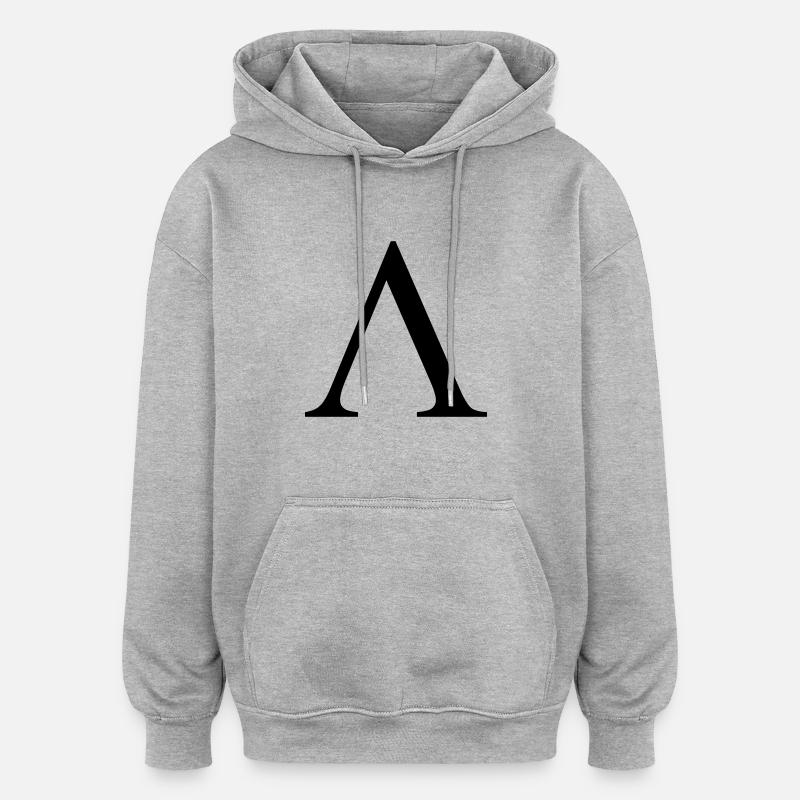 lambda greek - Sweat à capuche oversize unisexe - gris chiné