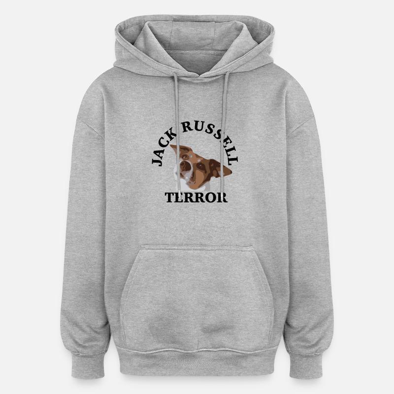 Jack Russell terror2 - Sweat à capuche oversize unisexe - gris chiné