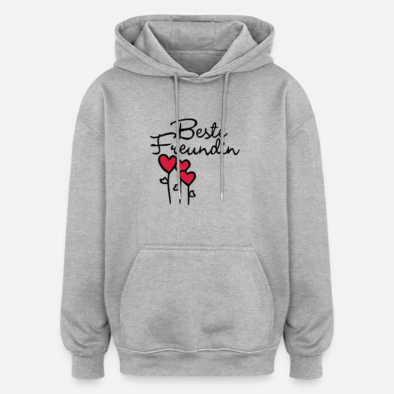 BFF avec le coeur - Sweat à capuche oversize unisexe - gris chiné