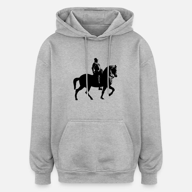 Pferd und Reiter - Oversized Unisex Hoodie - Grau meliert
