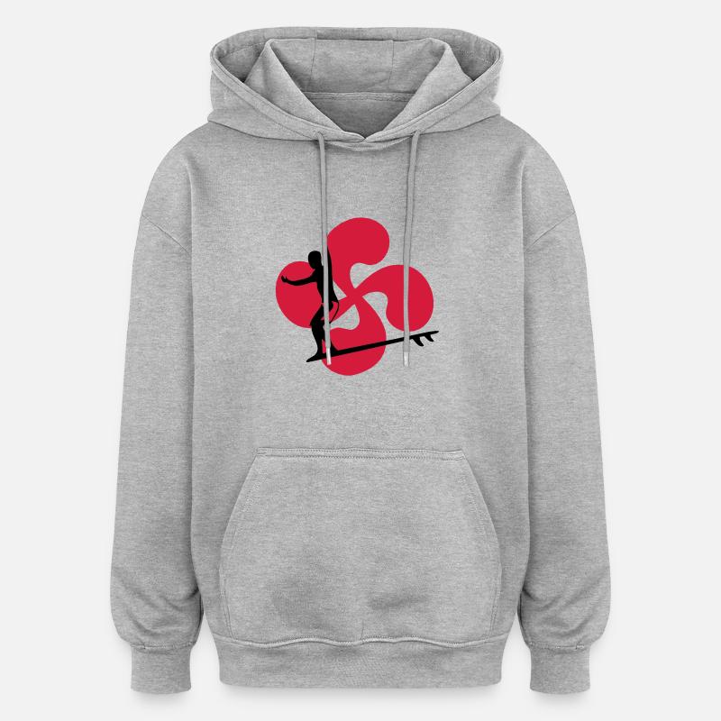 Surf basque - Sweat à capuche oversize unisexe - gris chiné