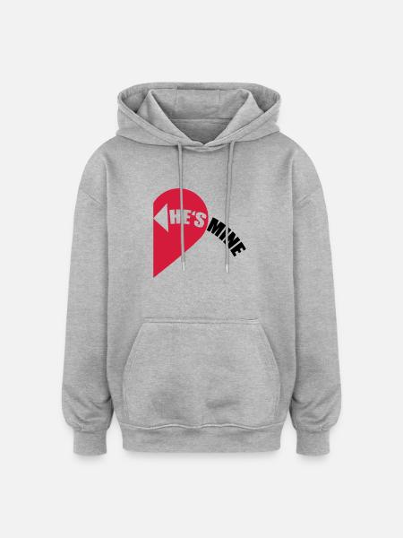 He's Mine Love Heart - Oversized Unisex Hoodie - heather grey