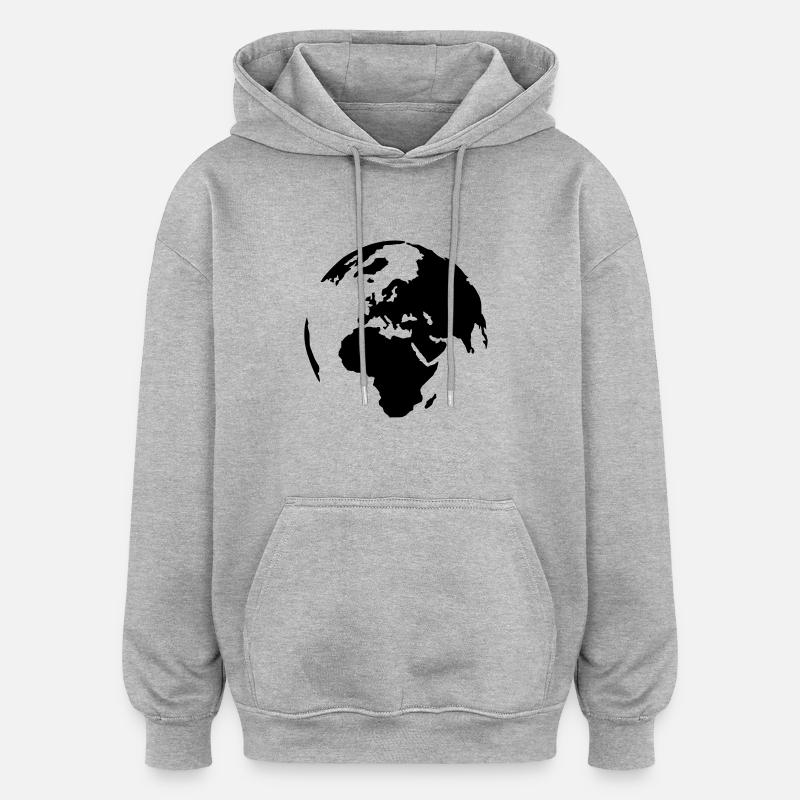 Monde - Sweat à capuche oversize unisexe - gris chiné