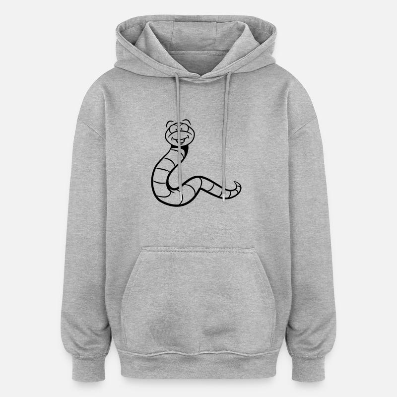 Drôle de ver - Sweat à capuche oversize unisexe - gris chiné