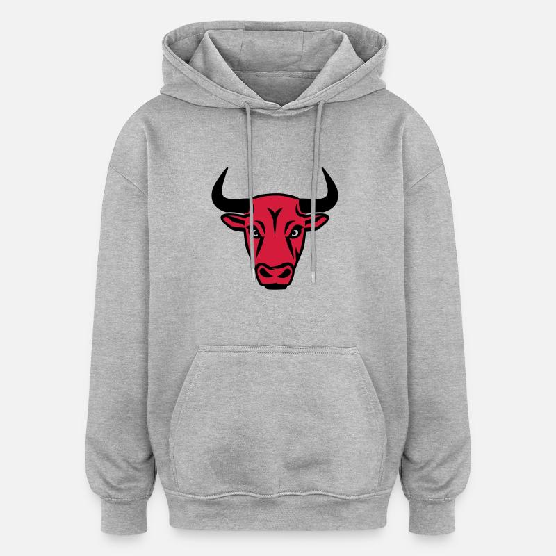 Taureau - Sweat à capuche oversize unisexe - gris chiné
