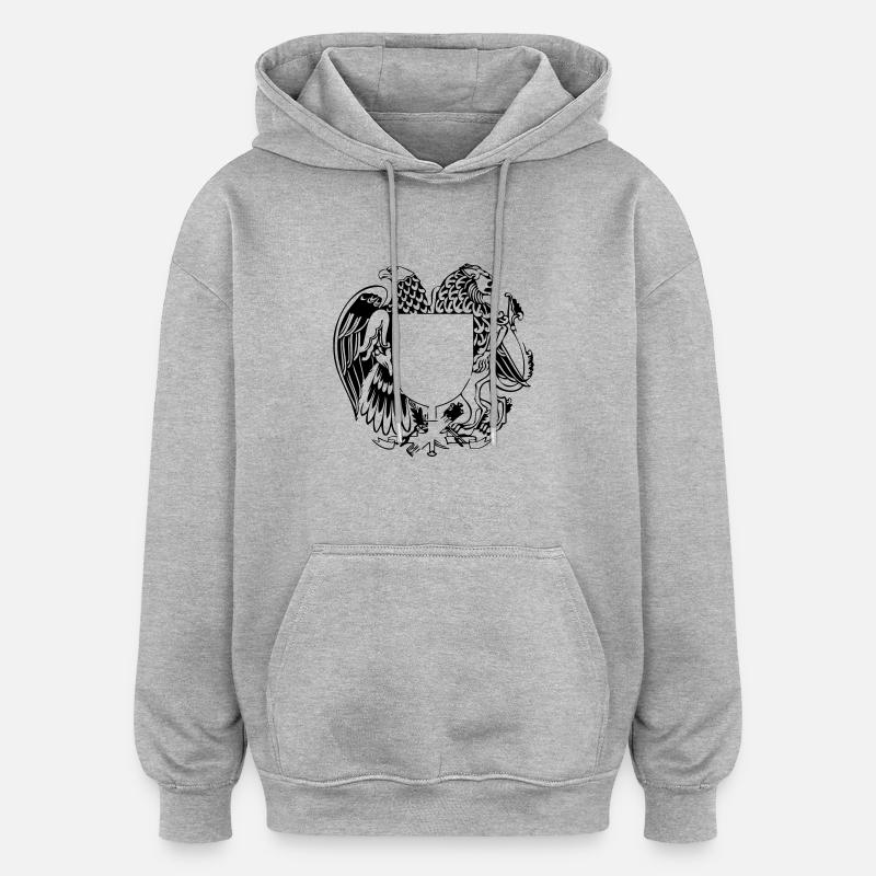 Adler und Löwe mit Schild - Oversized Unisex Hoodie - heather grey