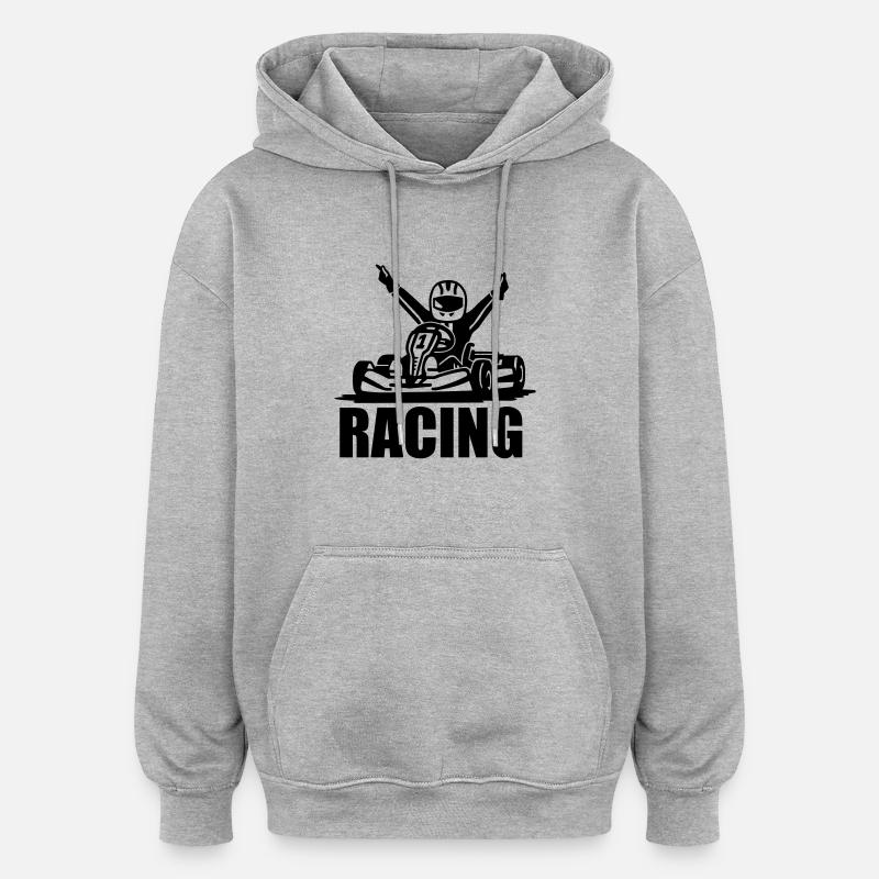 Racing - Sweat à capuche oversize unisexe - gris chiné