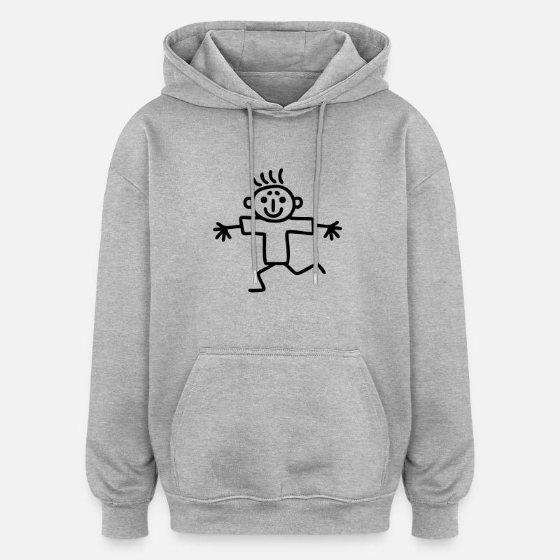 Strichmännchen Läufer - Oversized Unisex Hoodie - Grau meliert