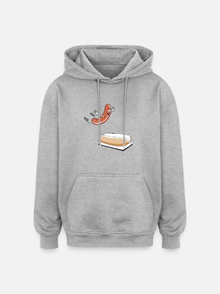 Happy Hot Dog T-Shirt - Power Rangers - Oversized Unisex Hoodie - heather grey