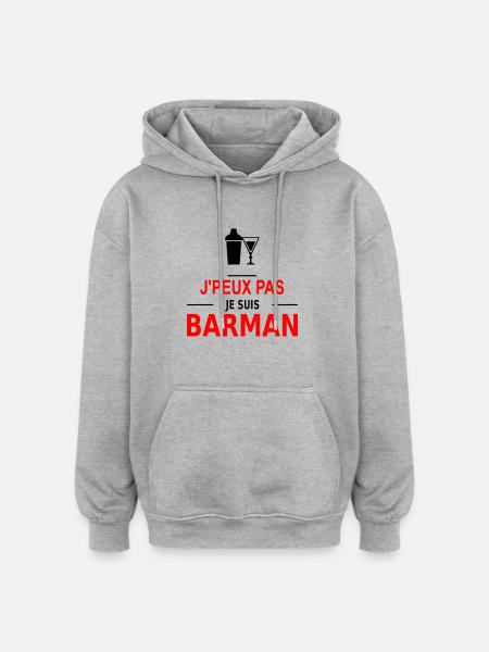 j'peux pas je suis barman - Oversized Unisex Hoodie - heather grey