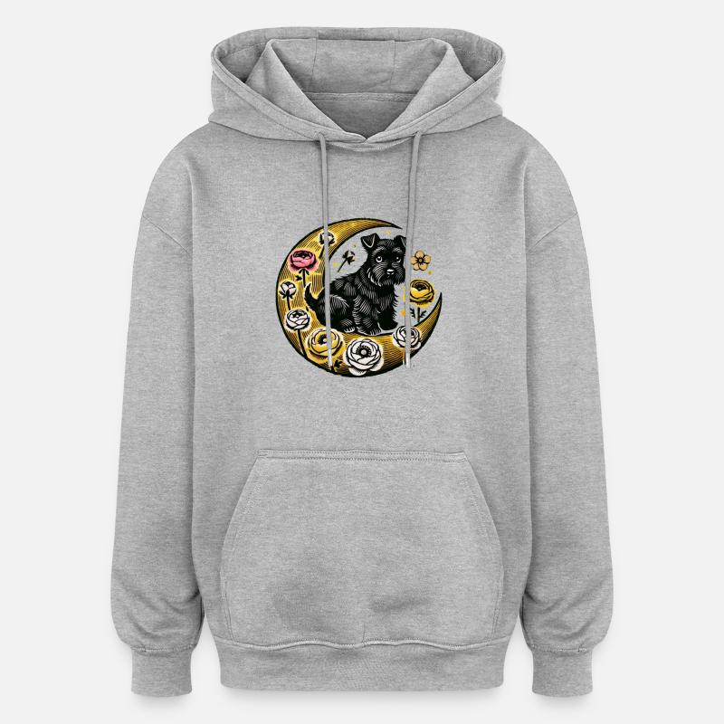 Schwarzer Scottish Terrier - Oversized Unisex Hoodie - Grau meliert