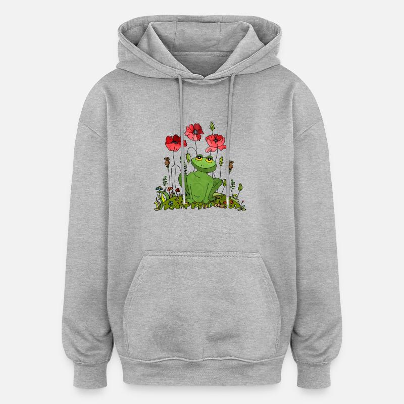 Frosch - Oversized Unisex Hoodie - Grau meliert