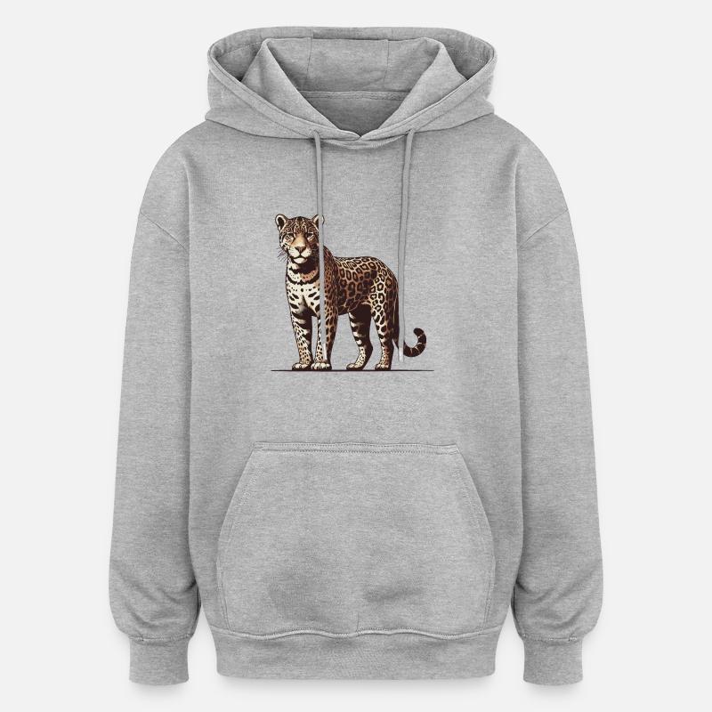 Jaguar - Sweat à capuche oversize unisexe - gris chiné