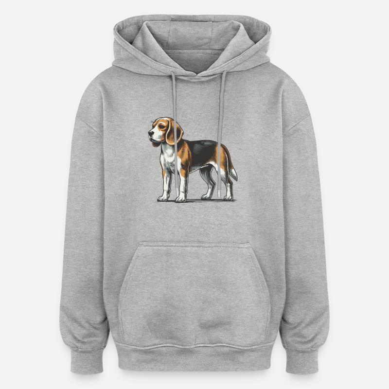 Beagle - Sweat à capuche oversize unisexe - gris chiné