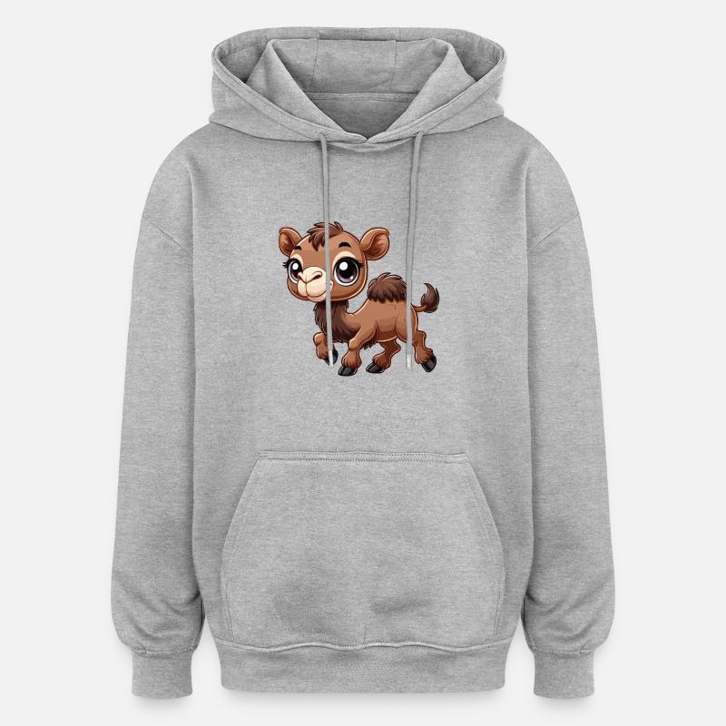 Kamel Kind - Oversized Unisex Hoodie - Grau meliert