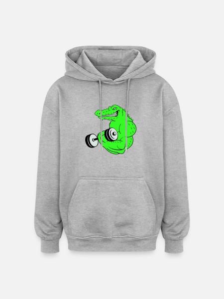 fitness crocodile 02 - Oversized Unisex Hoodie - Grau meliert