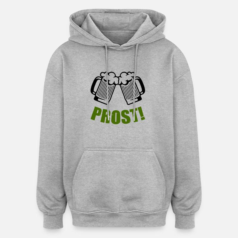 bier prost - Oversized Unisex Hoodie - Grau meliert