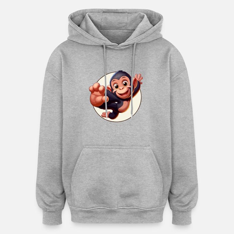 Sauts de Cimpansee - Sweat à capuche oversize unisexe - gris chiné