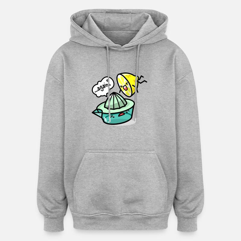 Citron Kawaii et presse-citron - Sweat à capuche oversize unisexe - gris chiné
