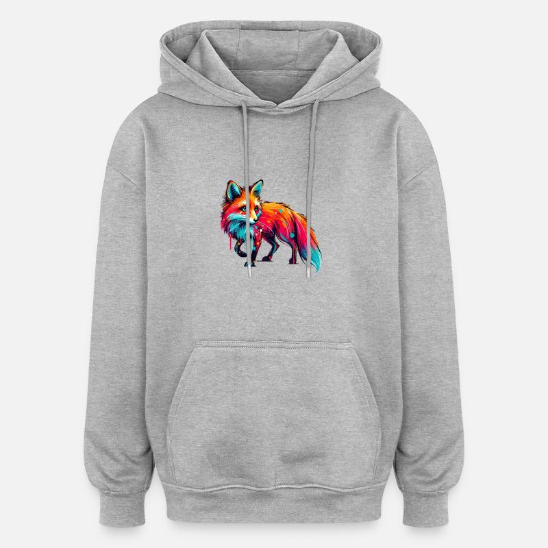 Peinture Fox - Sweat à capuche oversize unisexe - gris chiné