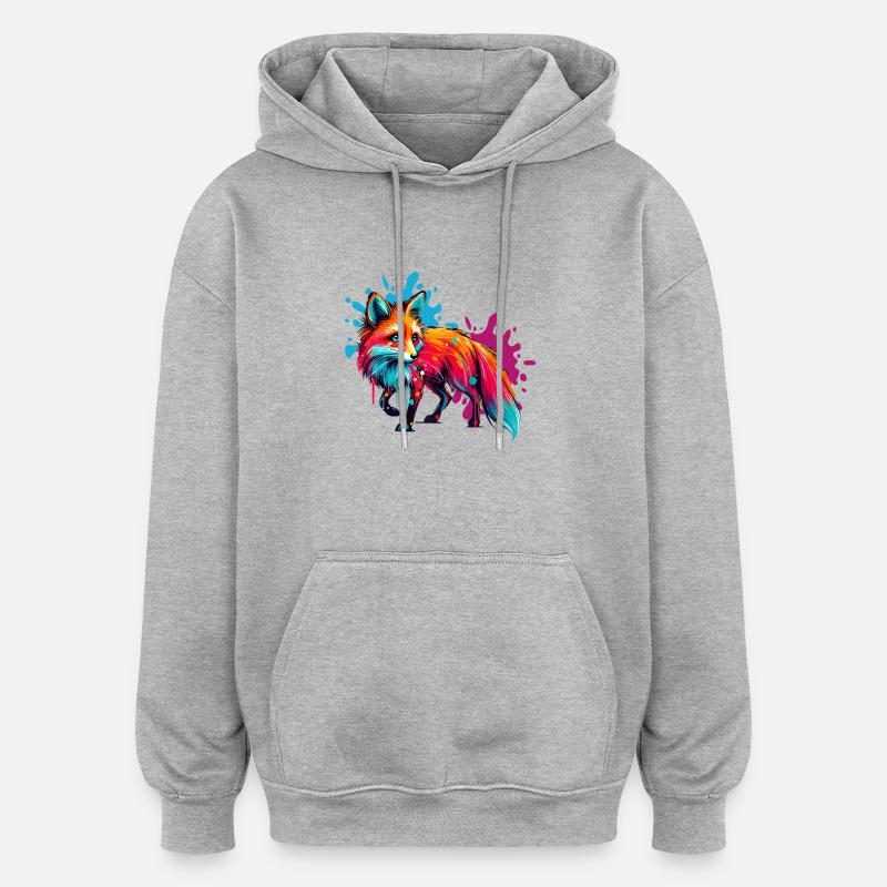 Peinture Fox - Sweat à capuche oversize unisexe - gris chiné
