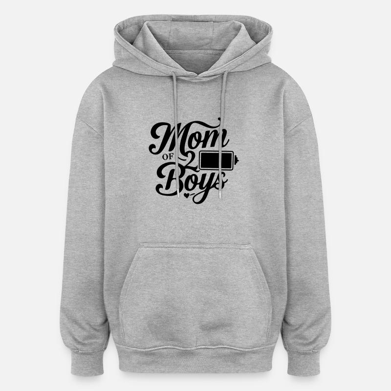 Maman de 2 garçons - Sweat à capuche oversize unisexe - gris chiné