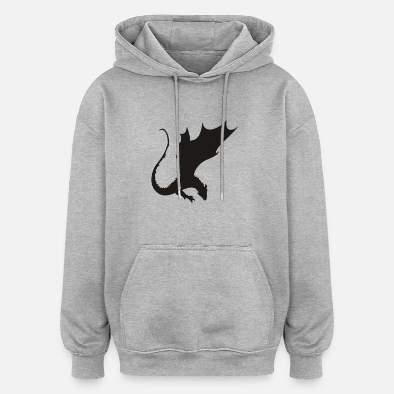Drachen Design - Oversized Unisex Hoodie - Grau meliert