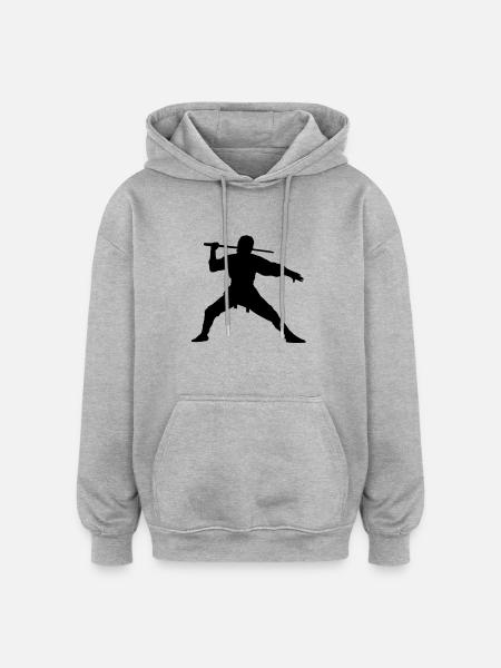 Ninja - Oversized Unisex Hoodie - Grau meliert