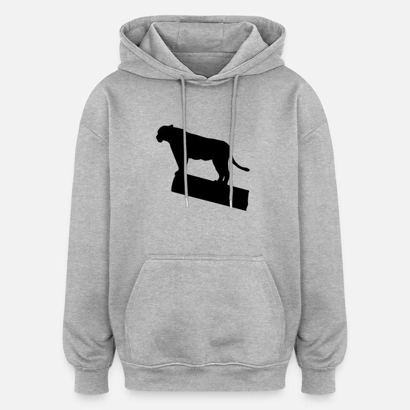 Löwe - Lion - Oversized Unisex Hoodie - Grau meliert